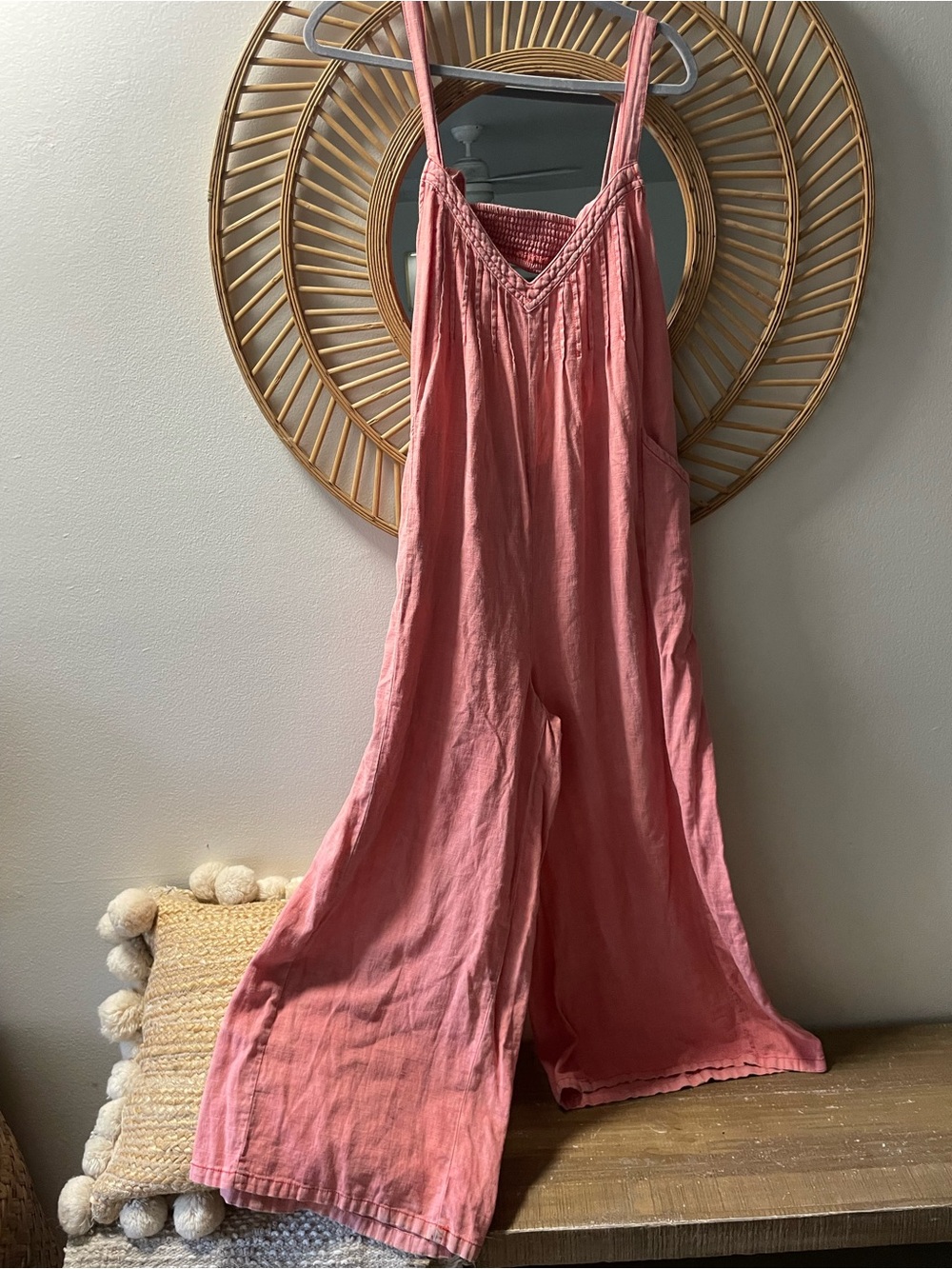 Free people Women’s Pink Wide-Leg Jumpsuit size L